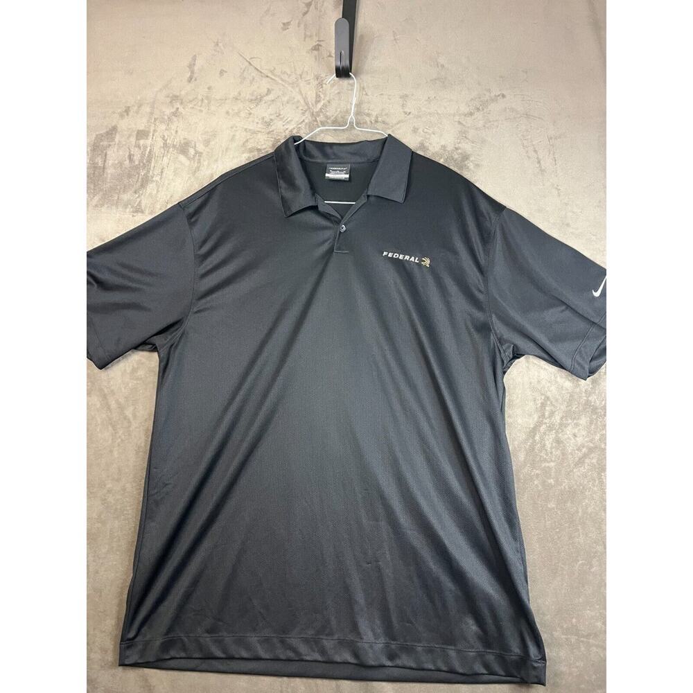 Nike Golf Dri Fit Men’s XL Polo Shirt Black Polyester The Federal Ammo Logo